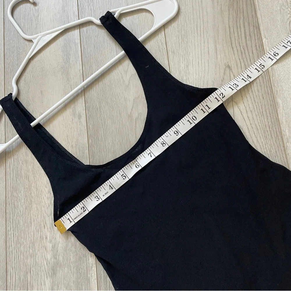 Free People Scoop Neck Thong Bodysuit Black (Small) semi sheer fitted party - Picture 2 of 8